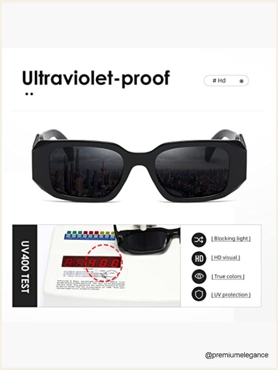 Vintage Rectangle Sunglasses for Women Men - UV400 Retro Square Frame Shield